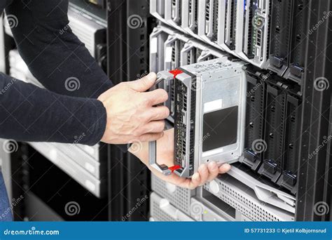 Blade Server Installation In Large Datacenter Stock Image Image Of