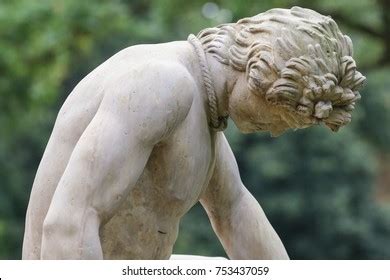 Close Sculpture Dying Gladiator Showing Naked Stock Photo 753437059