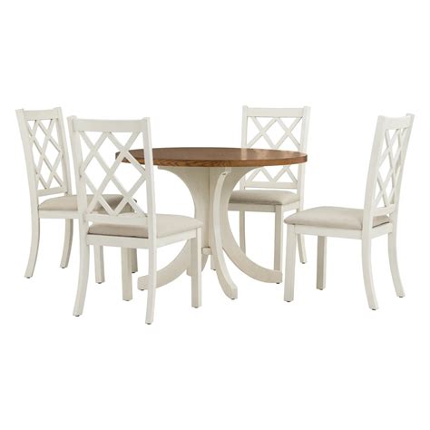 Solid Wood 5-Piece Round Dining Table Set, Kitchen Table Set with ...