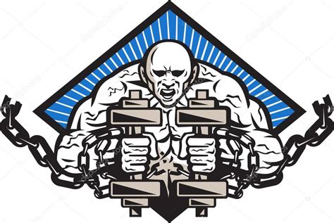 Strongman With Dumbbell In Chains Stock Vector Image By ©patrimonio