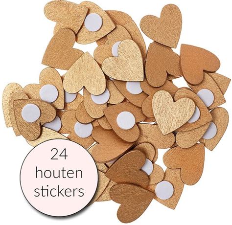 D Stickers Gouden Hartjes Van Hout Houten Stickers Gouden Hart