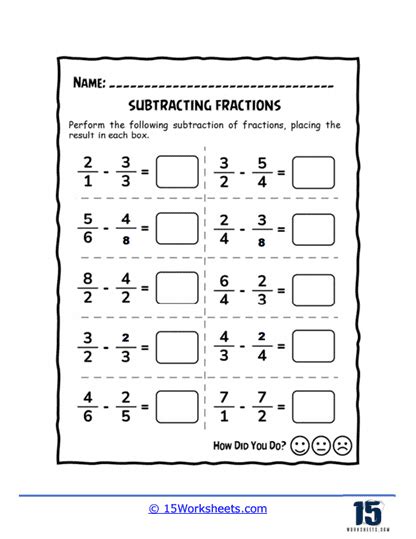 Subtracting Fractions Worksheets 15 Worksheets Library