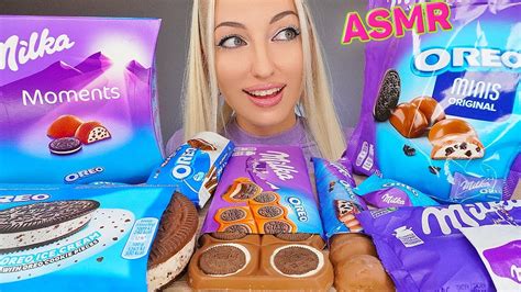 Asmr Eating Milka And Oreo Chocolate Ice Cream Candy Bars 초코바 초콜릿