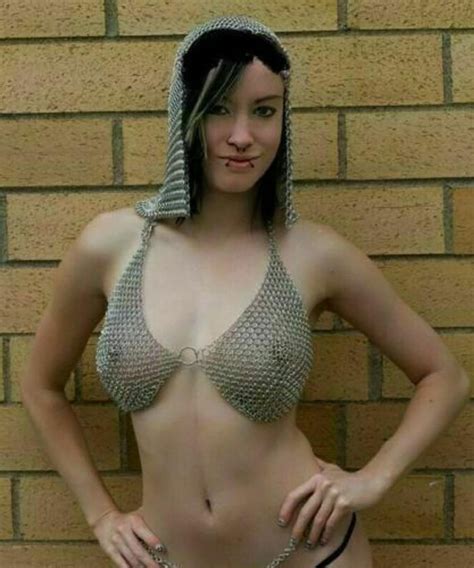 Chainmail Fantasy Costume Sexy Lingerie Set Aluminium Butted Ring Bra