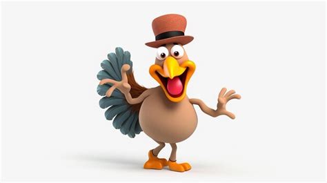 Premium Photo Cartoon Happy Turkey Dabbing Dance On White Background