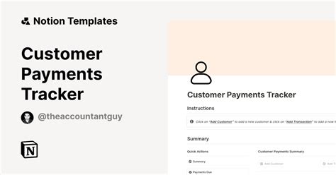 Customer Payments Tracker Template Notion Marketplace