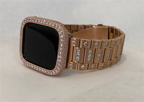 Luxury Apple Watch Band CZ Rose Gold Woman & or Lab Diamond Bezel ...