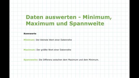 Daten Auswerten Minimum Maximum Spannweite Mathematik Einfach