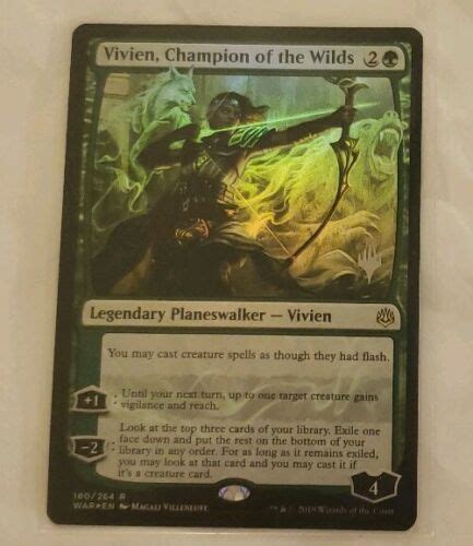 1x Vivien Champion Of The Wilds Foil Promo Magic Emblem War Of The Spark Mtg Ebay