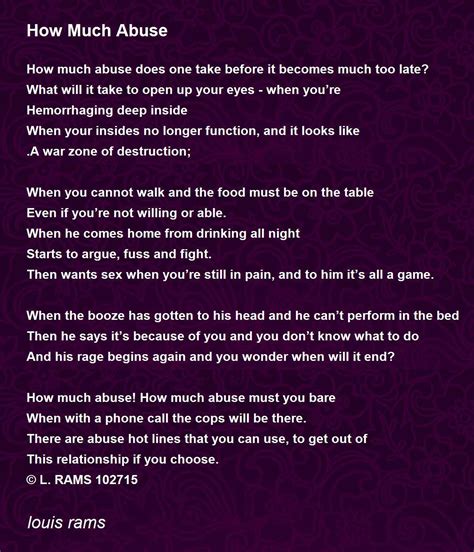 How Much Abuse by louis rams - How Much Abuse Poem