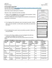 Shedd Lab Plate Tectonic Simulation Docx GEOL 221 Physical Geology