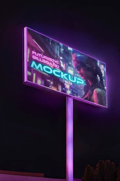 Futuristic City Billboard Mockup Premium Ai Generated Psd