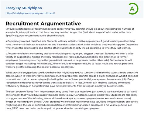 Recruitment Argumentative Essay Example StudyHippo