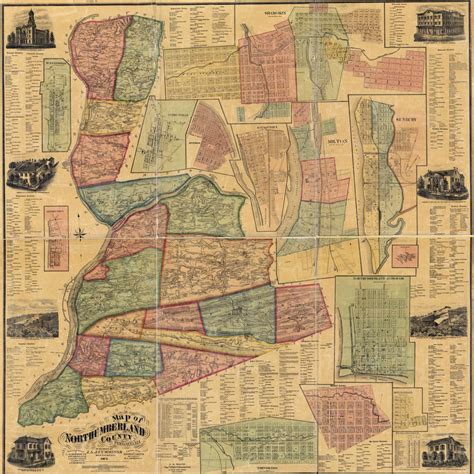 1874 Map of Northumberland County Pa from actual surveys