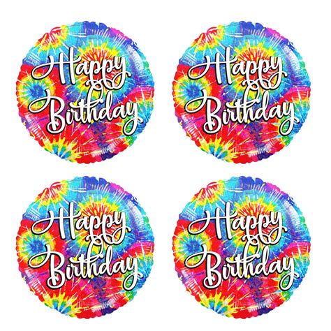 Groovy Tie Dye Happy Birthday Balloons Vibrant Balloons For