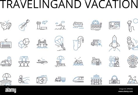 Travelingand Vacation Line Icons Collection Journeying Roaming