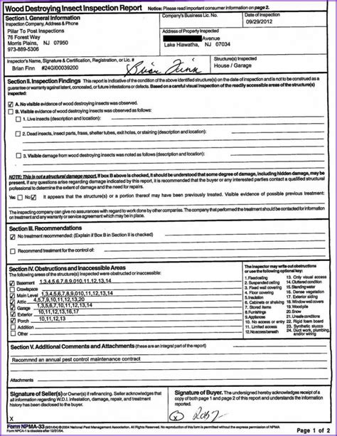 The Inspiring Termite Inspection Report Template Inside Pest Control Inspection Report Template