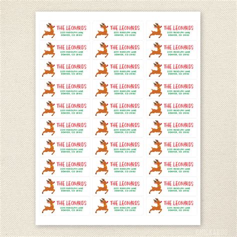 Personalized Rudolph Christmas Return Address Labels Chickabug