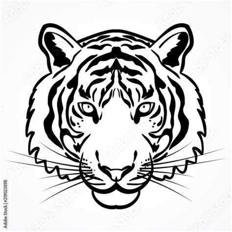 TIGER HEAD OUTLINE ILLUSTRATION VECTOR Stock Vector | Adobe Stock