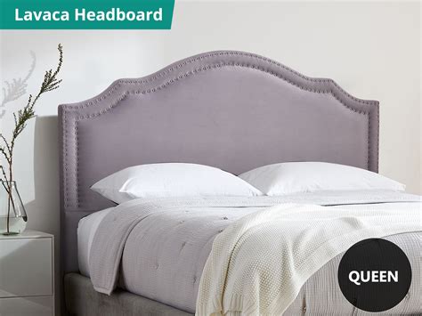 Headboard Queen Velvet Light Grey Headboards