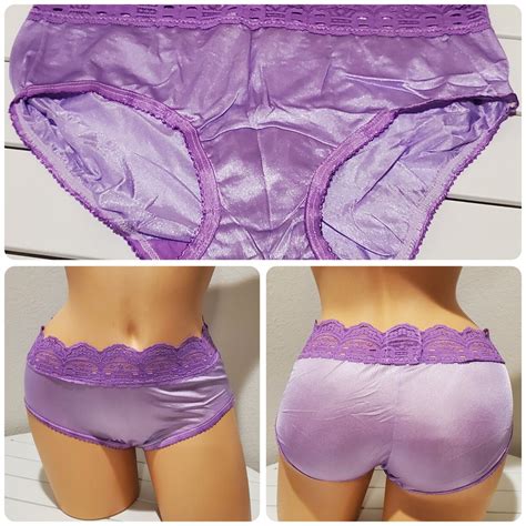 Shadowline Shiny Nylon Lace Bikini Panty Slippery S Gem