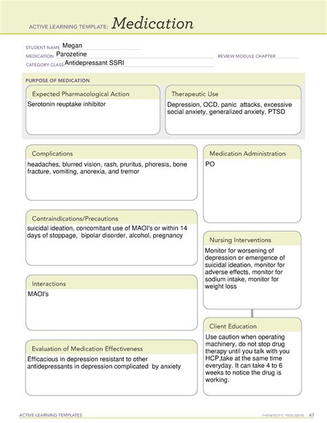 Active Learning Template Medication