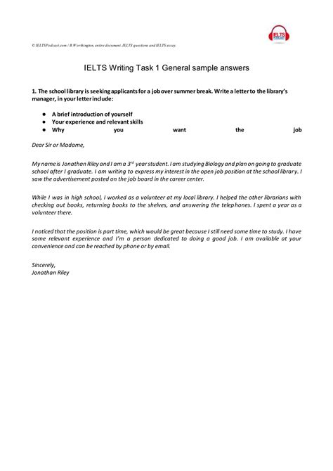 Ielts General Training Writing Task 1 Sample With Answer 6