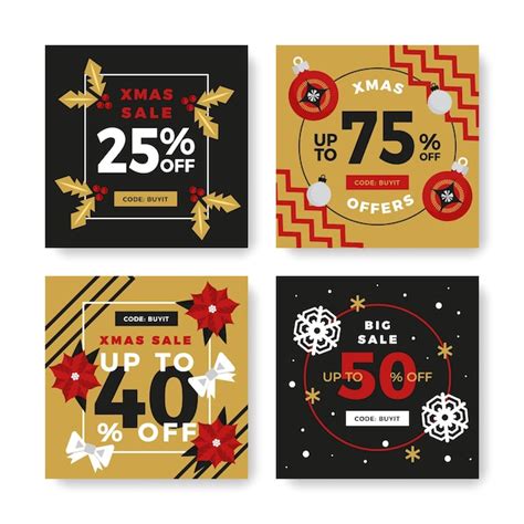 Venta De Navidad Instagram Post Collection Vector Gratis