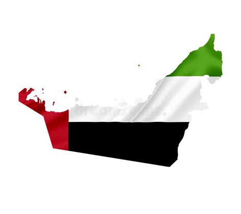 Mapa De United Arab Emirates Con La Bandera Que Agita Aislada En Blanco