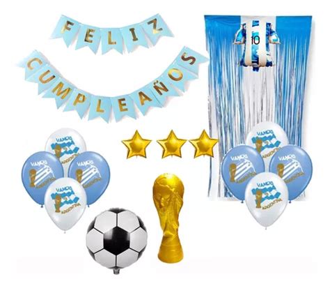 Combo Globos Ambientacion Argentina Con Banderin Mundial