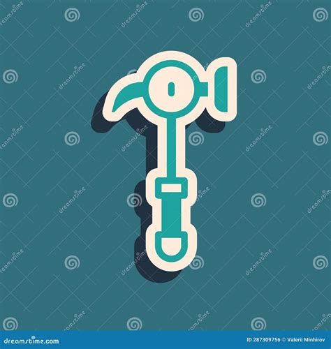 Green Hammer Icon Isolated On Green Background Tool For Repair Long