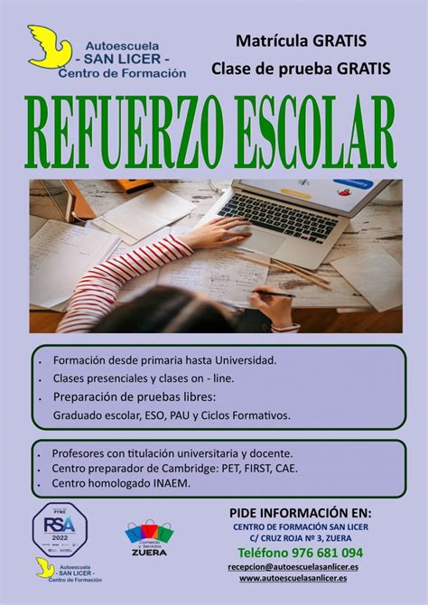 Refuerzo Escolar Curso Autoescuela San Licer