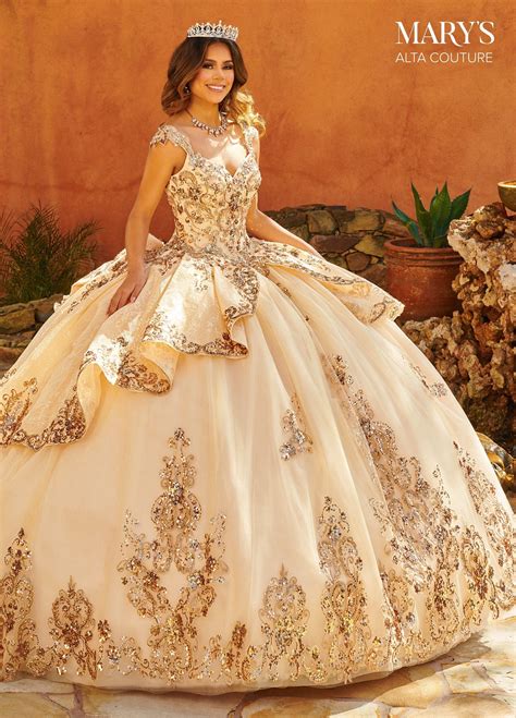 Cap Sleeves Quinceanera Dress By Alta Couture MQ3093 Ball Gowns