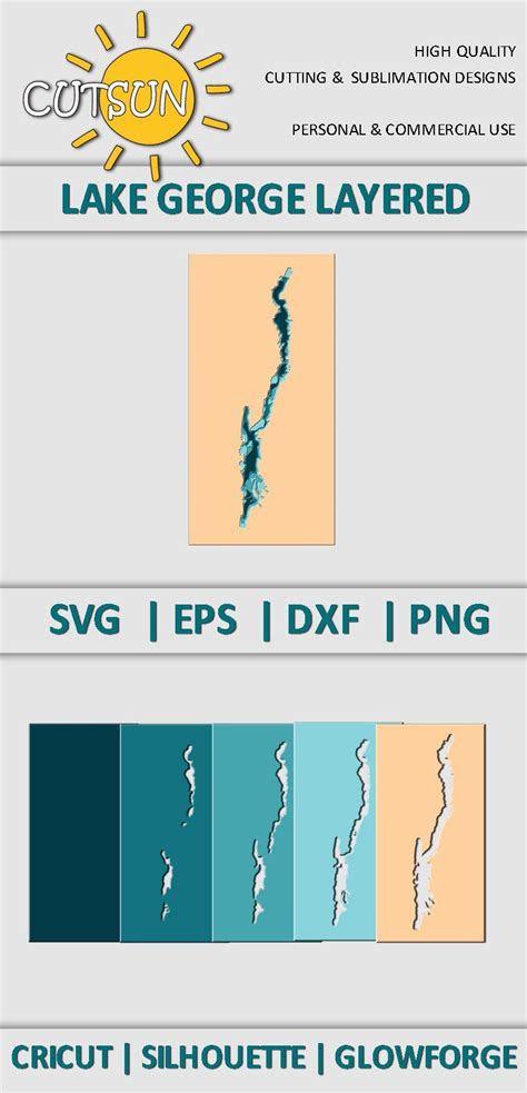 3d Layered Lake George Map Svg 1377330 Svgs Design Bundles Lake