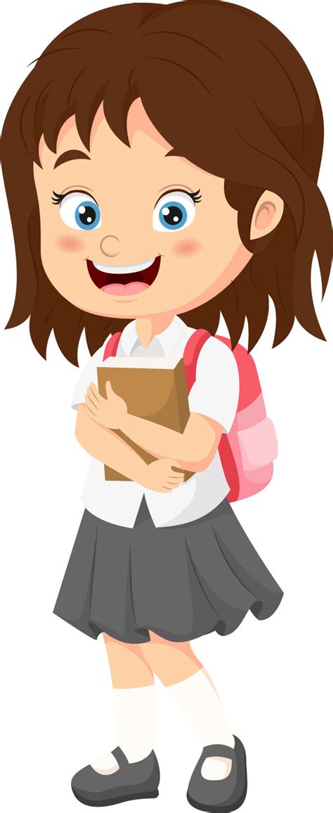 Cartoon School Girl Holding A Book 10067855 Vector Art At Vecteezy