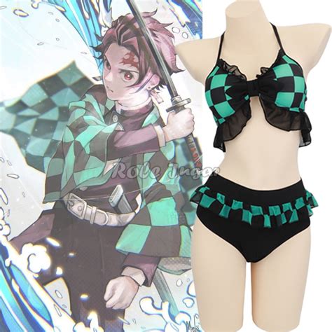 Demon Slayer Cosplay Kamado Nezuko Swimsuit Kimetsu No Yaiba Female