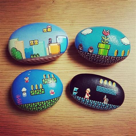 Painted Rock Rock Painting Rock Art Painted Stones Mario