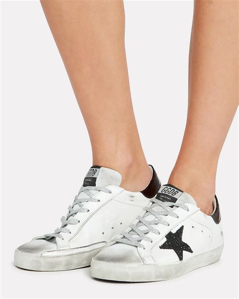 Golden Goose Deluxe Brand Leather Superstar Black Glitter Star Low Top