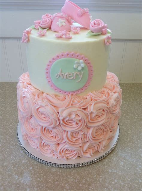 Raspberry Rose Baby Shower Cake