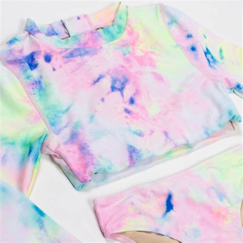 Cropped Rashguard Set Girls 7 14 Neon Tie Dye Shade Critters