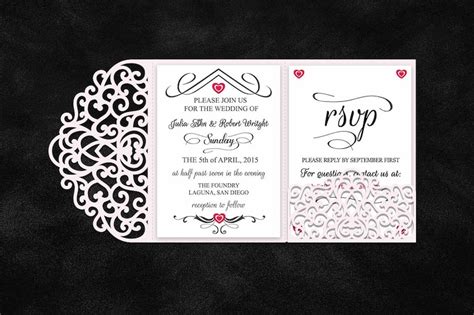 Tri Fold X Wedding Invitation Pocket Envelope Svg Template Etsy