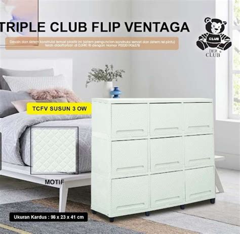 Promo Lemari Plastik Club Flip Triple Susun 3 Pintu 9 Sliding Diskon 13