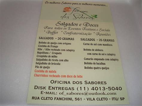 Menu At Oficina Dos Sabores Restaurant Itu