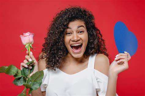 Feliz Mulher Negra Rosa Rosa E Azul Cora O Em Forma De Dia Dos