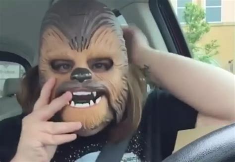 Woman Getting Excited Over A Chewbacca Mask Is Everything