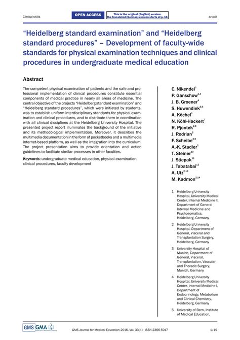 (PDF) “Heidelberg standard examination” and “Heidelberg standard procedures” – Development of ...