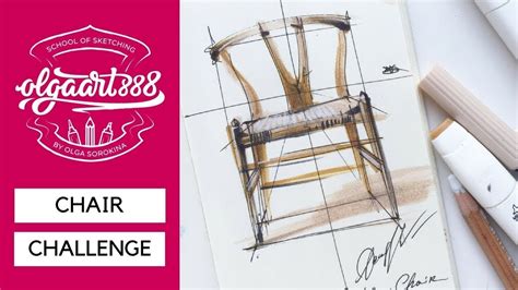 ️how To Draw Hans Wegners Wishbone Chair Tutorial Youtube