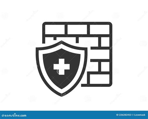 Antivirus Firewall Icon On White Background Vector Illustration Stock