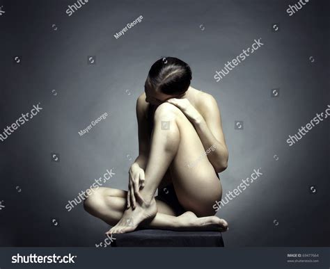 Nude Beautiful Sitting Lady On Black Stock Photo Shutterstock