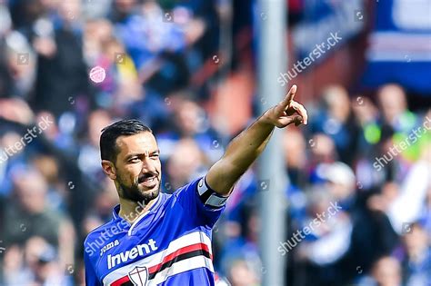 Sampdorias Italian Forward Fabio Quagliarella Celebrates Editorial